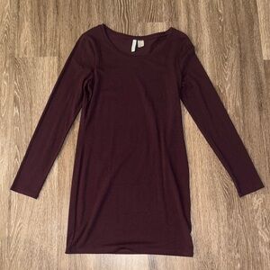 Elegant Long Sleeve Burgundy Dress